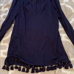 Lilly Pulitzer navy fringe shirt